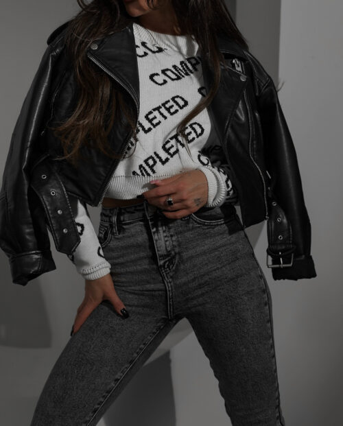 WHITE SWEATER 'LOGO' SHORT